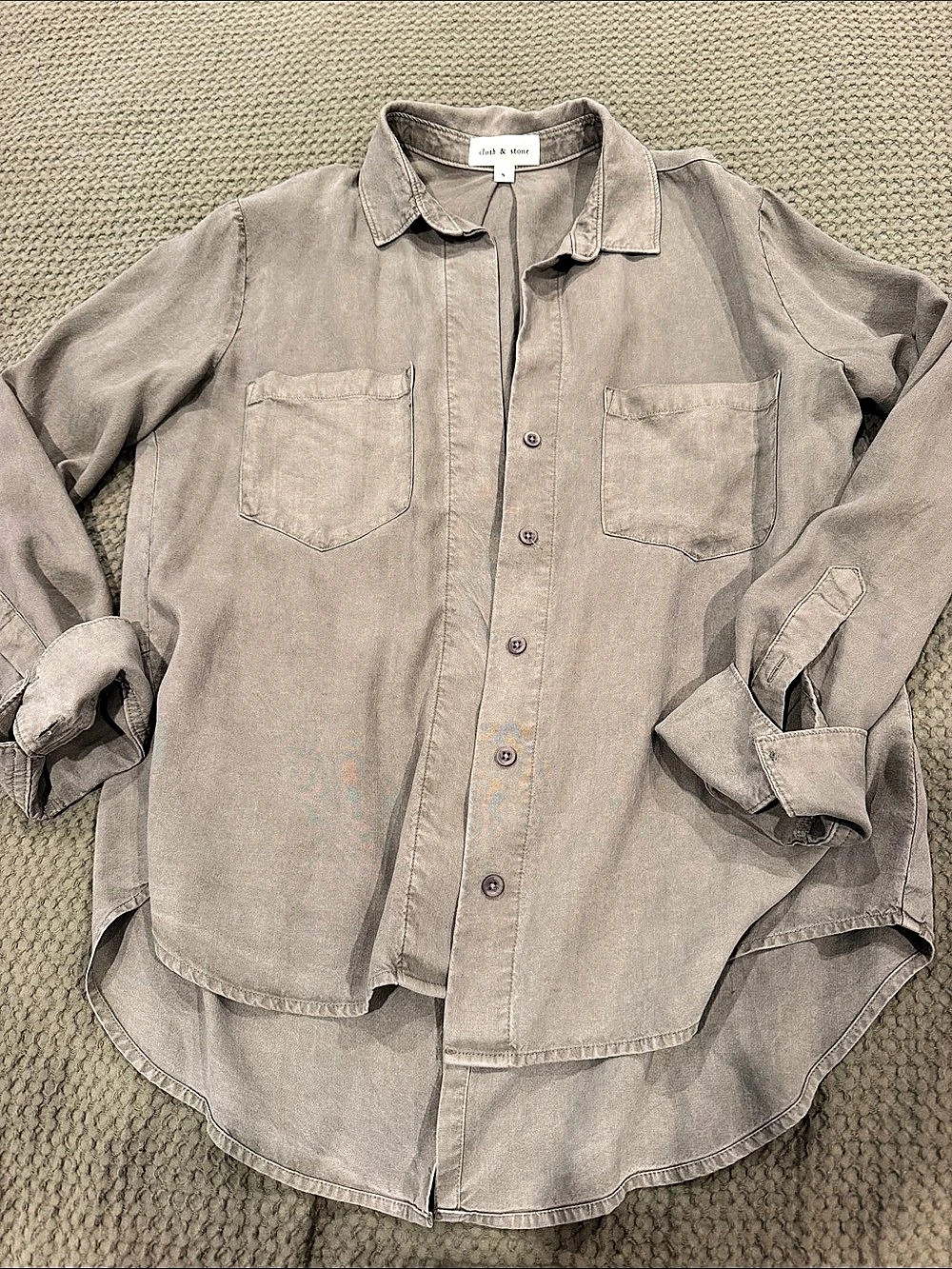 Cloth & Stone Utility Button Down Shirt Olive Size Small